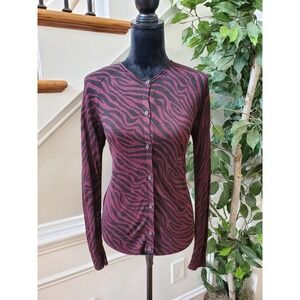 Women's Black & Maroon Long Sleeve Buttons Front Casual Cardigan Sweater